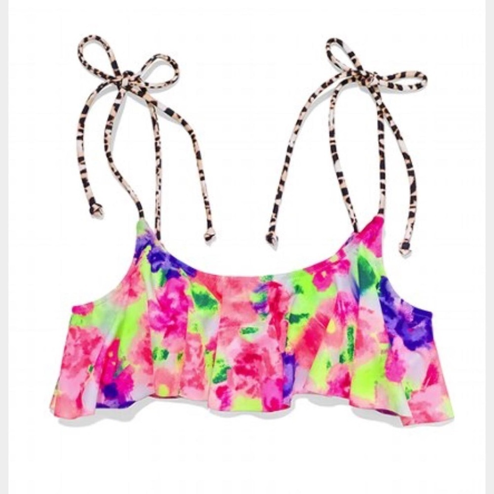 Victoria's Secret Pink Animal Print Tie Dye Multicolor Bikini Top